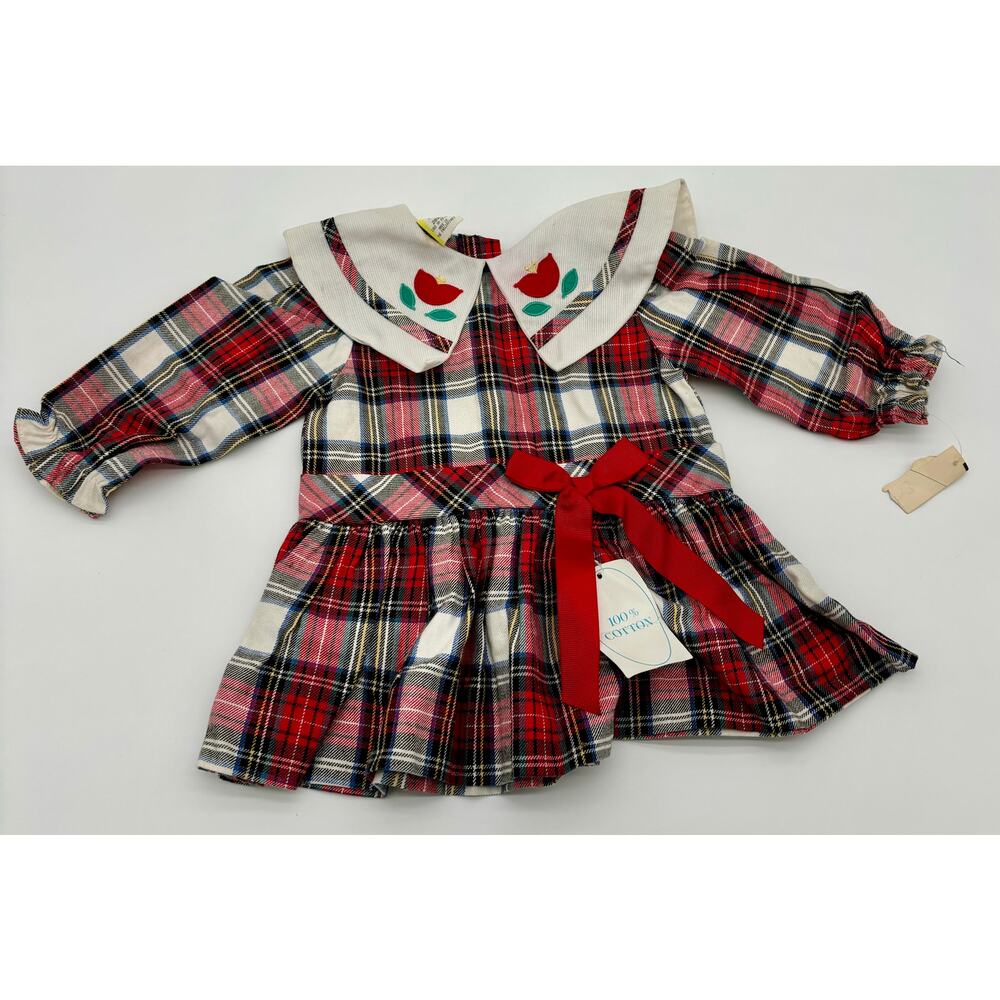 Vintage Girl’s Cotton Plaid Dress 12 Months New With Tags